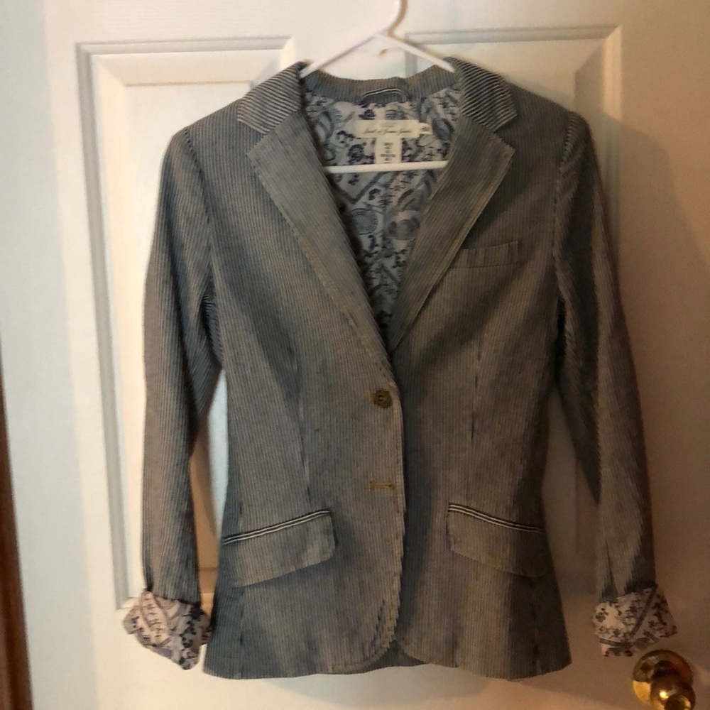 Dark blue striped blazer jacket